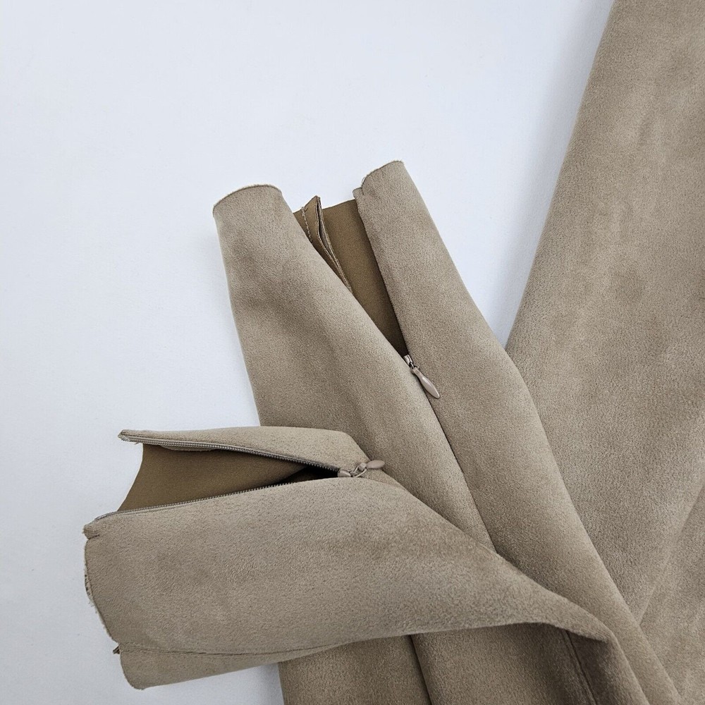 Zara Women Faux Suede Leggins Size Small Color Brown Tan Elastic Waistband Comfy - Picture 6 of 13